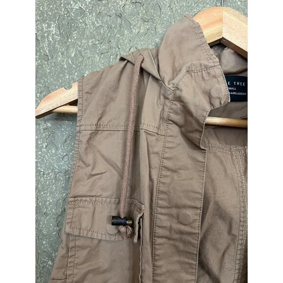 Love Tree Tan Hooded Utility Vest Women's Size Small - Picture 5 of 13